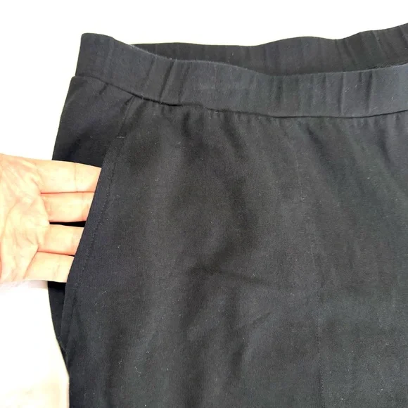 Eileen Fisher Pants Womens 1X Black Cotton Spandex Pull On Crop Stretchy - Picture 3 of 8